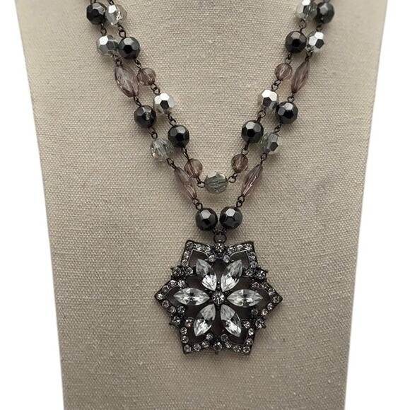 Art Deco Style Statement Necklace | Crystal Starburst Pendant - Picture 10 of 12